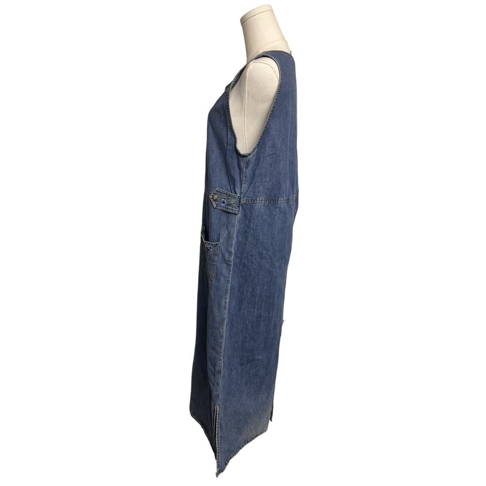Vintage Jane Ashley Denim Maxi Dress Size M Embroidered Floral 90s Gilmore Girls - Picture 2 of 11